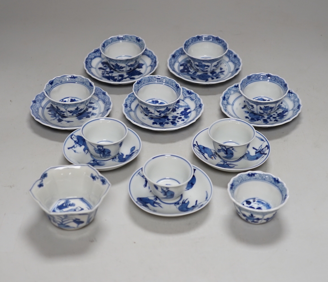Two miniature Chinese blue and white porcelain part tea sets
